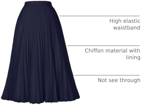 GRACE KARIN Pleated Midi Skirt for Women Chiffon A-Line Outfits