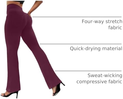 VOOVEEYA Women's Bootcut Leggings - Bootleg Yoga Pants Flare with 4 Pockets
