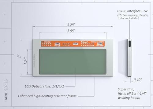 Tefuawe 2x4 1/4 Gold Automatic Welding Lens, 2 Amp TIG Rating, Variable Shade with Multiple Settings, For Stick Mig Tig