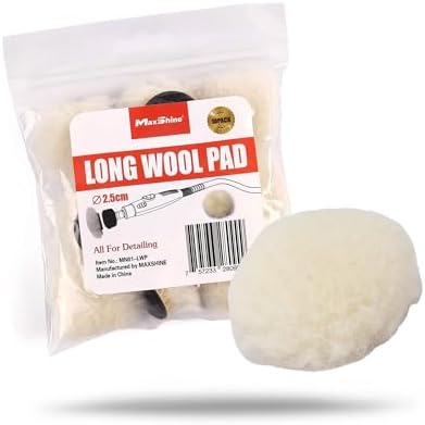 Maxshine Universal 10 Pieces MN01 Mini Polisher and Accessories - 2.5cm (0.98”) Long Wool Pads, Perfect for Buffing & Polishing Small Areas, Ideal for Professional Car Detailing