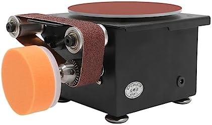 Mini Belt Disc Sander, 6-Inch Sanding Disc and 1.2 x 15-Inch Sanding Belts for Wood Metal Stone Grinding, 8500RPM Small Spindle Sander Machine With 7 Gears for Curve Grinding