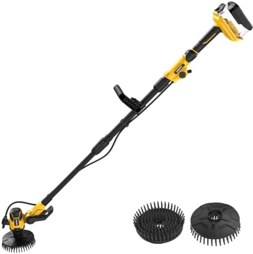 6" Brushless Cordless Power Spin Scrubber Compatible with DeWalt 20V Max (Tool Only), 2-Speed 350 RPM Electric Floor Scrubber with Water Hose Valve, 90° Adjustable Head for Deck, Patio & Driveway