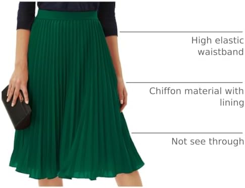 GRACE KARIN Pleated Midi Skirt for Women Chiffon A-Line Outfits