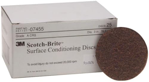 3M Scotch-Brite Surface Conditioning Disc for Sanding – Metal Surface Prep – Hook and Loop – Aluminum Oxide – Very Fine Grit – 5” diam. – Pack of 10