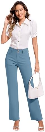 KICZOY Women Dress Pants Stretch Business Straight Leg with Pockets Wear to Work Casual 2026 Suitpants
