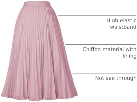 GRACE KARIN Pleated Midi Skirt for Women Chiffon A-Line Outfits