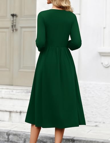 Zeagoo 3/4 Sleeve Women's Dress Casual Aline Summer Fall Midi Long Dresses