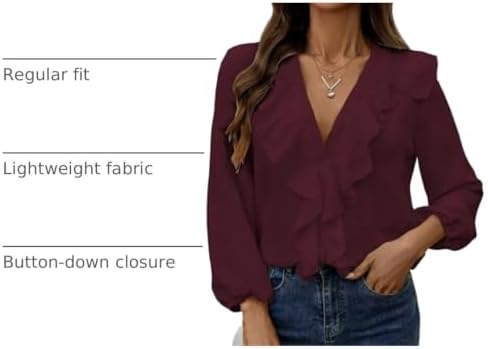 GORGLITTER Women's Ruffled Top Blouses Dressy Business Casual Outfits