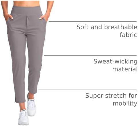 YYV Women's Golf Pants High Waist Stretch Ankle Pants with Pockets