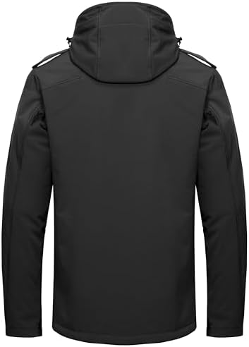 Little Donkey Andy Men's Warm Sherpa Lined Winter Softshell Jacket Windproof Mountain Ski Snow Coat with Removable Hood