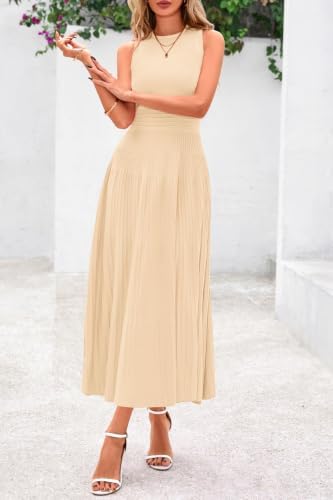 PRETTYGARDEN Women's Summer Pleated Midi Work Dress