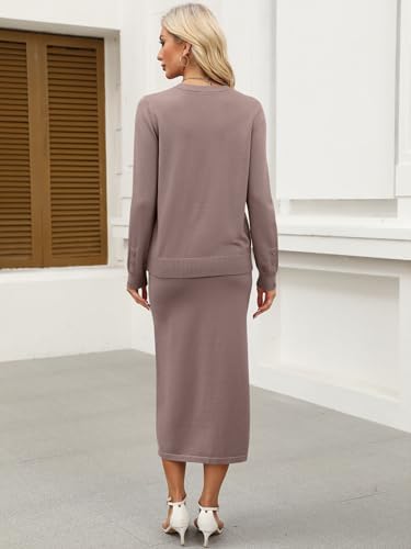 ANRABESS Women 2 Piece Striped Sweater Skirt Set