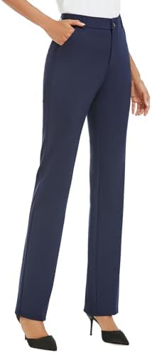iChosy Women's Stretch Straight Leg Dress Work Pants Business Casual Slacks