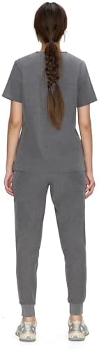 COZYFIT Scrubs for Women Set - Stretch V-Neck & Jogger Pant with 9 Pockets