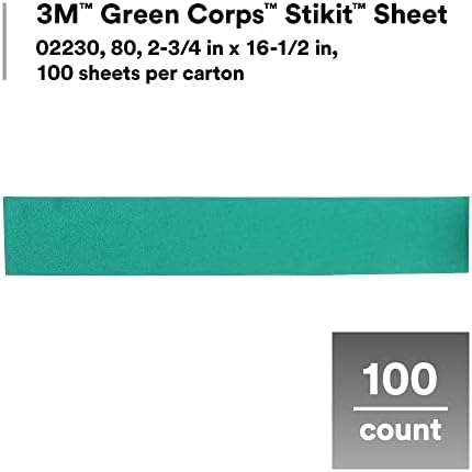 3M Green Corps Stikit Production Sheet, 02230, 80+, 2-3/4 in x 16 1/2 in