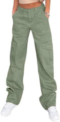 Lepunuo Cargo Pants for Women High Waisted Casual Pants Baggy Stretchy Wide Leg Y2K Streetwear with 6 Pockets