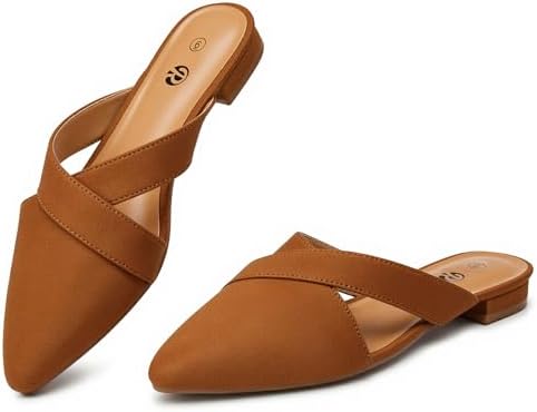 Rekayla Women's Mules Closed Pointed Toe Flats Backless Loafers Shoes for Women