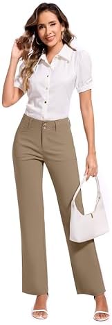 KICZOY Women Dress Pants Stretch Business Straight Leg with Pockets Wear to Work Casual 2026 Suitpants