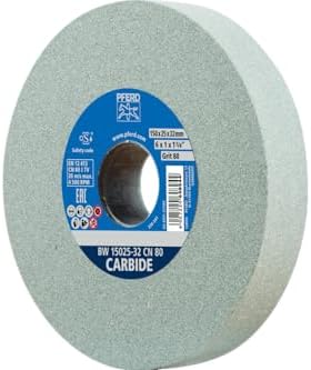 PFERD Vitrified Bench Grinding Wheel - Carbide, 6" Diameter, 1" Thick, 1-1/4" Arbor, 80 Grit, Silicon Carbide, for Carbide Tool Sharpening and Grinding - Part 61789