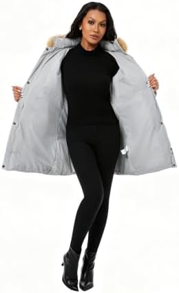 GGleaf Women's Winter Puffer Coat with Removable Fur Hood Warm Snow Jacket