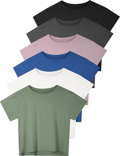 Dalavch 4/6 Pack Women's Crop Top Short Sleeve Athletic Workout Loose Fit