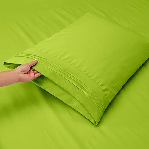 Hearth & Harbor Twin Size Sheets - 3 Piece Bed Sheet Set, Hotel Luxury Double Brushed Bed Sheets - Extra Soft Bedding Sheets & Pillowcases, Twin, Garden Green