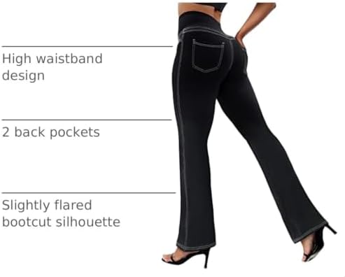 VOOVEEYA Women's Bootcut Leggings - Bootleg Yoga Pants Flare with 4 Pockets
