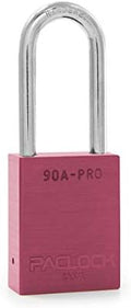 PACLOCK's 90A-PRO Padlock, 1/4" Diameter Hard. Steel Shackle, 2" Tall, High Performance 7-Pin Cylinder w/ 1 Key, Keyed Differently, Pink