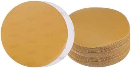 50pcs No Hole Sanding Discs- [ 8 Inch 400 Grit ] Round Hook and Loop Grip Sanding Pads Sheet Sandpaper for Automotive Woodworking Metal Polishing Use| Gold, Aluminum Oxide