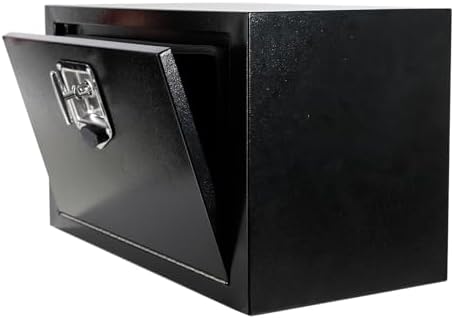 24 Inch Underbody Truck Box Steel Storage Tool Box,24 x 12 x 14 Tool Chest Organizer w/Lock and Keys For Pickup,Truck Bed, RV, Trailer,Heavy Duty Waterproof Black box