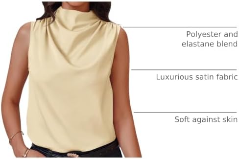 Cicy Bell Womens Mock Neck Satin Tank Tops Silky Business Casual Outfits