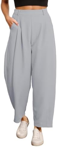 EVALESS Womens Wide Leg Barrel Pants with Pockets