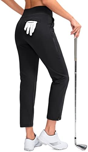 YYV Women's Golf Pants High Waist Stretch Ankle Pants with Pockets