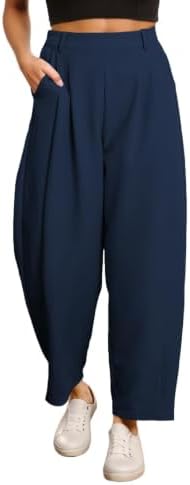 EVALESS Womens Wide Leg Barrel Pants with Pockets