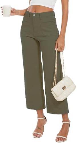 Wide Leg Jeans for Women Trendy High Waisted Flare Jeans Cropped Pants Stretchy Baggy