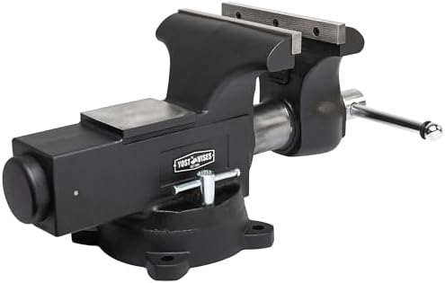 Yost HD1000-C Heavy Duty 10-Inch Mechanics Work Bench Vise | Heavy Duty Woodworking & Metal Work Table with Secure Grip Swivel Base | 60,000 PSI Casting Iron Material with Extra-large Anvil Surface