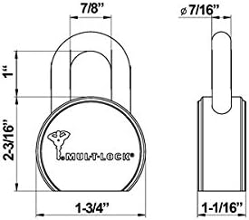 Mul-T-Lock Junior TSR Heavy Duty Round Body Padlock - Non Key Retaining- 7/16" Shackle (1" Inch Clearance)