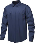 FR Shirts 7oz Flame Resistant Shirts,CAT2 Shirts Light Weight 100% Cotton Fire Retardant Welded Shirts Navy (3X-Large)
