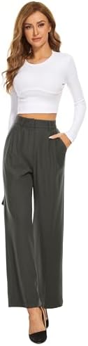 KICZOY Women Casual Wide Leg Dress Pants High Waist Lightweight Flowy Pants