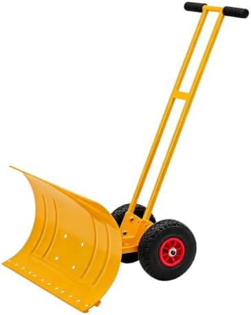 Garvee 29" W Adjustable Handle Wheeled Shovel for Driveway, Double Rod