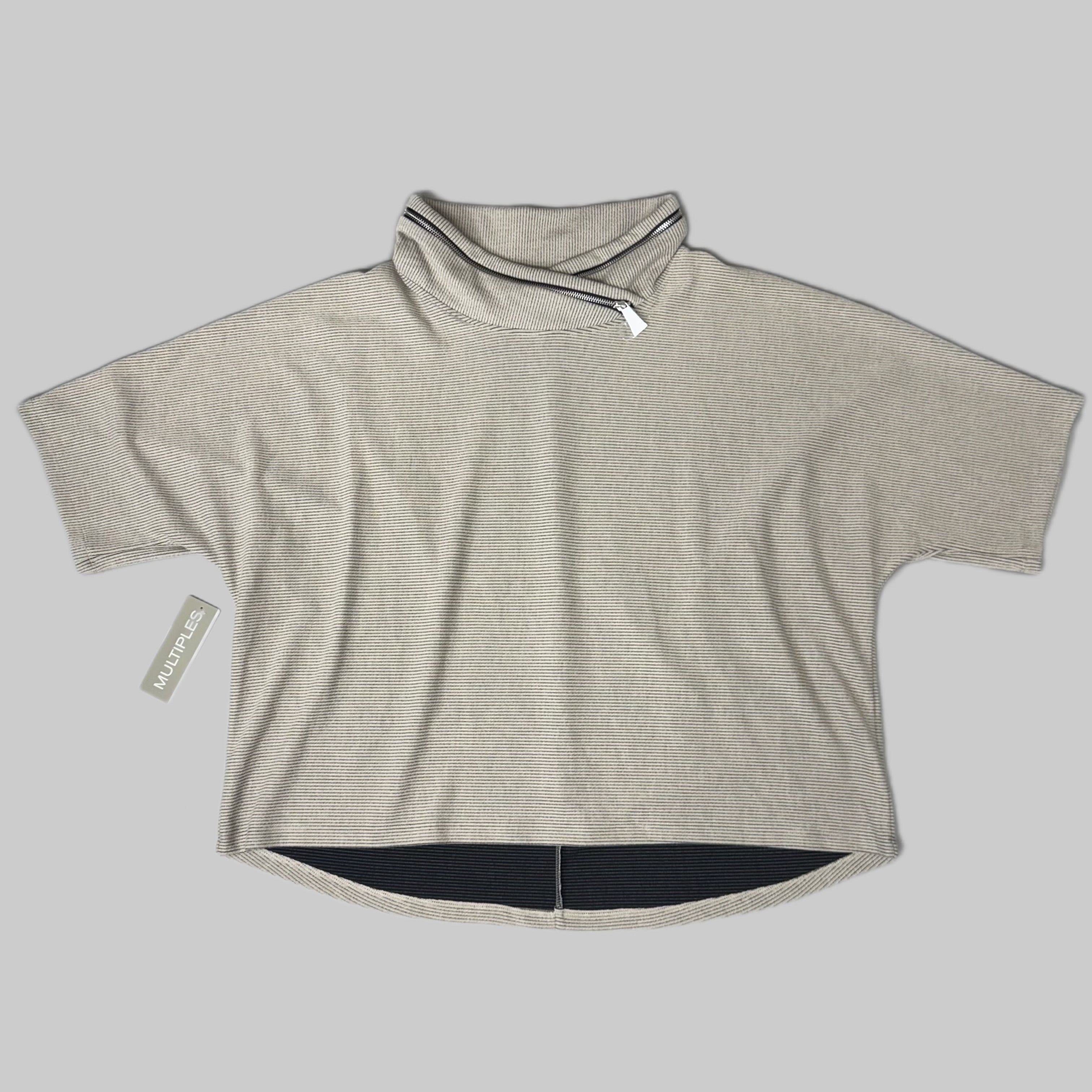 MULTIPLES Zippered Cowl Neck Top Petite Women's Sz PXL Stone M44802TP