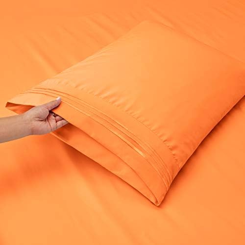 Hearth & Harbor Full XL Size Sheets - 4 Piece Bed Sheet Set, Hotel Luxury Double Brushed Bed Sheets - Extra Soft Bedding Sheets & Pillowcases, Full XL, Apricot Orange