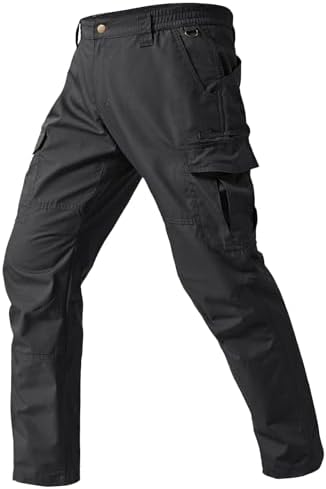 Mens Cargo Work Pants Durable Ripstop Tactical Pants with 7 Pockets Outdoor Water Resistant Hiking Woking Construction Pants