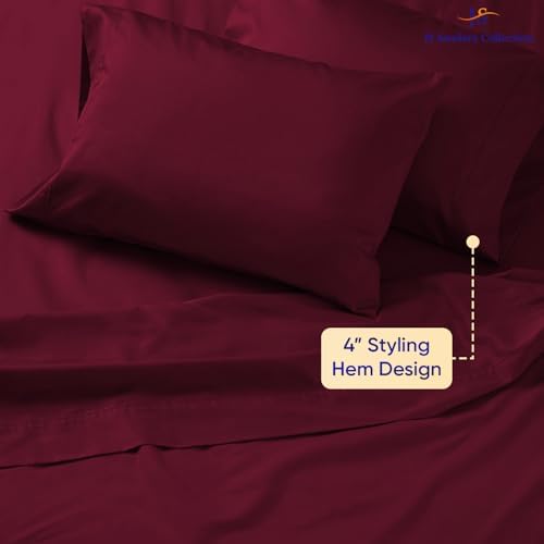 JS Sanders Collection 4PC Boat Sheet Set Universal V Berth, Burgundy