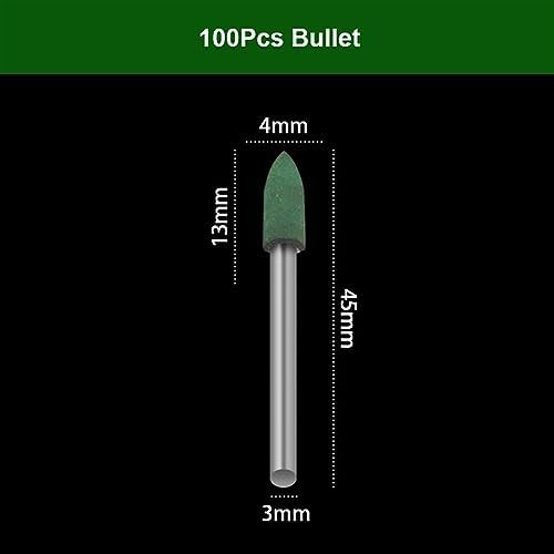 100pcs Abrasive Rubber Mounted Points 3mm Shank Grinding Polishing Buffing Wheel Burr Electric Grinder Replacement for Rotary Tools Angle Grinder Sanding Disc(4mm(Bullet))
