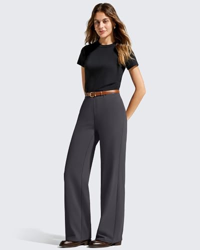 G4Free EverGoing Women's Wide Leg Dress Pants with Pockets Belt Loops