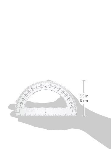 Sparco 01490 Plastic Protractor, 6-Inch Ruler Base, Clear (Pack of 3)