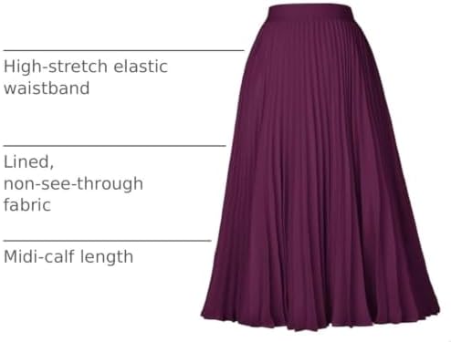 GRACE KARIN Pleated Midi Skirt for Women Chiffon A-Line Outfits