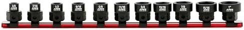 ARES 29021 11-Pc 1/2in SAE Nano Sockets, Low Profile, w/Rail | Impact grade sockets offer greater clearance than typical shallow sockets