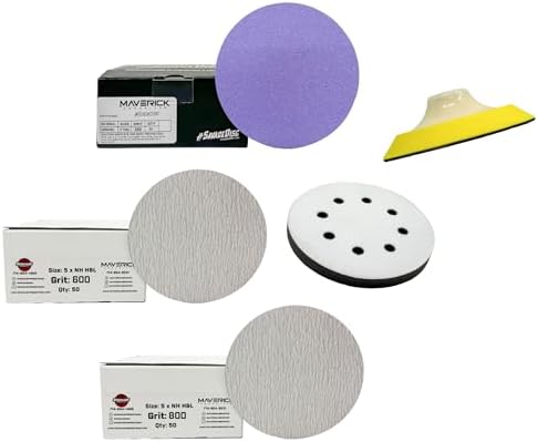 Renegade Products Essential Sanding Disc Bundle – 5" White Aluminum Oxide Discs, 3 Grit Levels (320, 600, 800) – Metal Polishing Prep Kit (3 x 50-Pack)